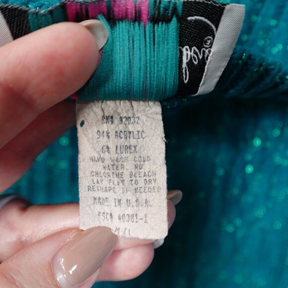 Vintage Diane von Furstenberg Sweater Womens M/L Color Authority Green Metallic - Picture 3 of 8